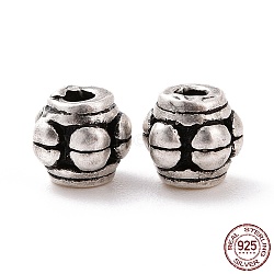 925 Sterling Silver Bead, Barrel, Antique Silver, 5x4.5mm, Hole: 1.5mm, about 20Pcs/10g(STER-D036-24AS)