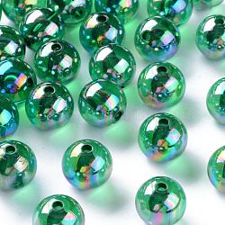Transparent Acrylic Beads, AB Color Plated, Round, Green, 16x15mm, Hole: 2.8mm, about 220pcs/500g(MACR-S370-B16mm-735)