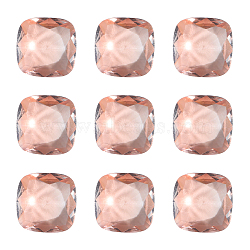 Pointed Back K9 Glass Rhinestone Cabochons, Mocha Style, Imitation Tourmaline, Square, Light Peach, 10x10x5mm, 35pcs/box(RGLA-OC0001-40D)
