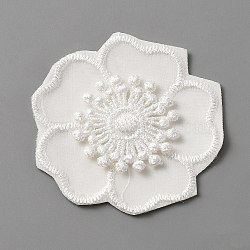 Computerized Embroidery Lace Self Adhesive/Sew on Patches, Costume Accessories, Appliques, Flower, 65x58x2mm(DIY-WH0410-49K)