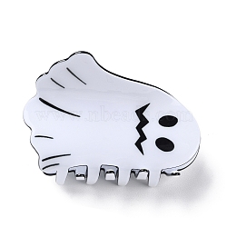Hallowmeen Theme PVC Claw Hair Clips, with Iron Findings, Hair Accessories for Women Girls Thick Hair, Ghost, White, 42x65x54mm(PHAR-C001-05C)