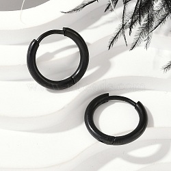 202 Stainless Steel Huggie Hoop Earrings, Hypoallergenic Earrings, with 316 Surgical Stainless Steel Pin, Ion Plating(IP), Black, 13x2mm(EJEW-F111A-13mm-EB)