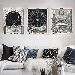 Polyester Banner Decoration, Photography Backdrops, Rectangle with Tarot Pattern, Black, 600x500mm, 3pcs/set(WICR-PW0001-32C-01)