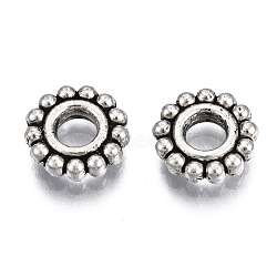 Tibetan Style Alloy Daisy Spacer Beads, Cadmium Free & Lead Free, Flower, Antique Silver, 8x2mm, Hole: 2.5mm, about 2800pcs/1000g(TIBEB-N005-077B-01)