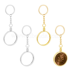 4Pcs 2 Colors Alloy with Iron Keychain, Platinum & Golden, 12cm, 2pcs/color(KEYC-FH0001-47)