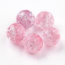 Transparent Crackle Acrylic Beads, Round, Flamingo, 7.5~8x7mm, Hole: 1.8mm, about 1900pcs/500g(MACR-E025-24H-8mm)
