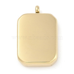 Ion Plating(IP) 304 Stainless Steel Pendants, Manual Polishing, Rectangle Charm, Real 18K Gold Plated, 19x12.5x4mm, Hole: 1.6mm(STAS-P366-92A-G)