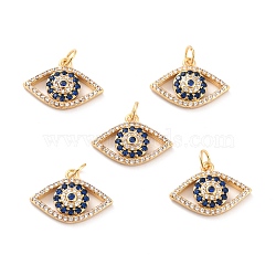 Brass Micro Pave Cubic Zironia Pendants, Long-Lasting Plated, Lead Free & Nickel Free & Cadmium Free, Eye, Real 18K Gold Plated, 13.5x19.5x3.5mm, Hole: 3.6mm(KK-D065-07G)