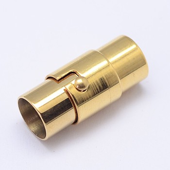 Column 304 Stainless Steel Locking Tube Magnetic Clasps, Ion Plating (IP), Golden, 17.5x8mm, Hole: 6mm
