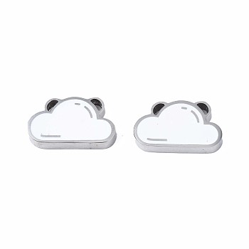 304 Stainless Steel Pendants, with Enamel, Cloud, White, 10x18x3mm, Hole: 1mm