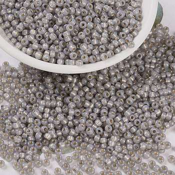 MIYUKI Round Rocailles Beads, Japanese Seed Beads, 8/0, (RR2356) Silverlined Light Taupe Opal, 3mm, Hole: 1mm, about 422~455pcs/10g