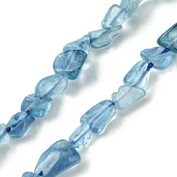Natural Aquamarine Beads Strands, Nuggets Shape, 6x8mm, Hole: 1mm, about 59pcs/strand, 15.55''(39.5cm)