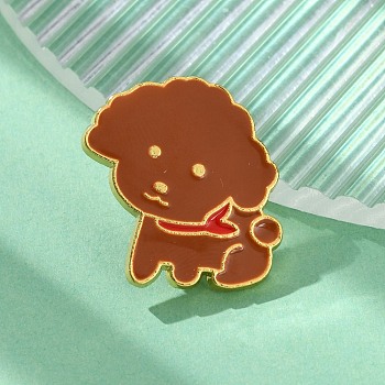 Puppy Dog Enamel Pins, Golden Alloy Brooches for Backpack Clothes, Coconut Brown, 25x24mm