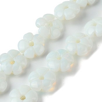 Opalite Beads Strands, Flower, 14x14x5.5mm, Hole: 1.2mm, about 29pcs/strand, 14.80''(37.6cm)