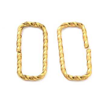 304 Stainless Steel Jump Rings, Open Jump Rings, Twisted, Rectangle Ring, Real 18K Gold Plated, 15 Gauge, 12x6x1.5mm, Inner Diameter: 3.5x10mm