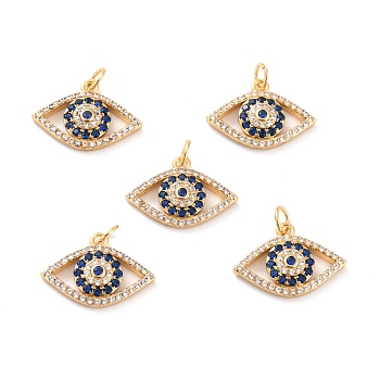 Brass Micro Pave Cubic Zironia Pendants, Long-Lasting Plated, Lead Free & Nickel Free & Cadmium Free, Eye, Real 18K Gold Plated, 13.5x19.5x3.5mm, Hole: 3.6mm