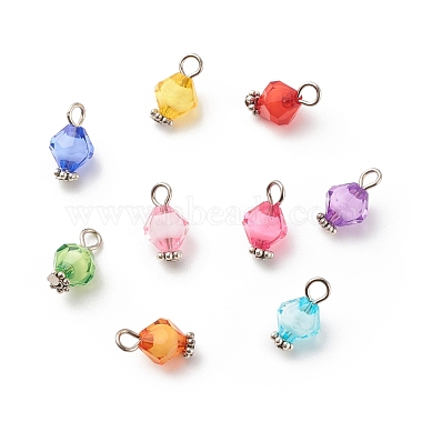 Platinum Mixed Color Bicone Acrylic Charms