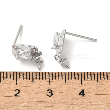Rhodium Plated 925 Sterling Silver Micro Pave Cubic Zirconia Stud Earring Findings(STER-P056-05P)-3