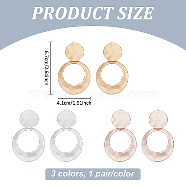 3 paires 3 couleurs de boucles d'oreilles à clip en forme de donut en alliage(EJEW-AN0004-62)-2