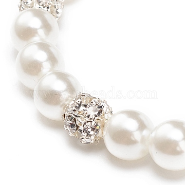 ABS Plastic Imitation Pearl  & Rhinestone Beaded Stretch Bracelet with Alloy Charm for Women(BJEW-JB08526-04)-6