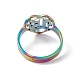 Ionenplattierung (ip) 201 Edelstahlherz mit Nummer 15 verstellbarer Ring für Frauen(RJEW-C045-12M)-3