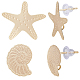 16pcs 2 style Snail & Starfish Brass Stud Earring Findings(KK-BBC0008-40)-1