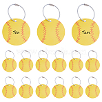15Pcs Sports Balls PVC Luggage Tags, with 15Pcs Stainless Steel Wire Cable Keychains, Baseball, 70x0.5mm(AJEW-UN0002-70B)