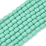 Opaque Glass Beads Strands, Faceted Barrel, Dark Sea Green, 5~6x4mm, Hole: 1mm, about 78~81pcs/strand, 15.94''~18.82''(40.5~47.8cm)(GLAA-G112-04C)
