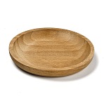 Wood Jewelry Plate Storage Tray, Cosmetics Jewelry Organizer, Undyed, Round, BurlyWood, 12x1.5cm, Inner Diameter: 10.5cm(WOOD-K010-02)