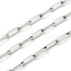 Non-Tarnish 304 Stainless Steel Paperclip Chains, Drawn Elongated Cable Chains, Soldered, Stainless Steel Color, 9x3x0.8mm(STAS-H111-04P-B)