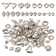 Pandahall 100Pcs 10 Style Acrylic Pendants, Heart Charm, Platinum, 10~22x7.5~17x2.5~7.5mm, Hole: 1.6~2.2mm, 10pcs/style(FIND-TA0002-61)