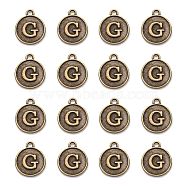Alloy Pendant Cabochon Settings, For Enamel, Cadmium Free & Lead Free, Flat Round with Letter, Antique Bronze, Letter.G, 14x12x2mm, Hole: 1.5mm(PALLOY-N156-01G-AB)