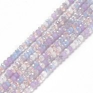 Electroplate Glass Beads Strands, AB Color Plated, Faceted, Abacus, Lilac, 3x2.5mm, Hole: 0.7mm, about 185pcs/strand, 17.32 inch(44cm)(EGLA-S192-001A-B11)