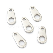 304 Stainless Steel Chain Tabs, Chain Extender Connectors, Teardrop, Stainless Steel Color, 12x6x1.5mm, Hole: 1.3mm and 3.4mm(STAS-G245-04A)