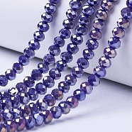 Electroplate Glass Beads Strands, Opaque Solid Color, AB Color Plated, Faceted, Rondelle, Mauve, 2.3~2.7x2mm, Hole: 0.4mm, about 150~155pcs/strand, 32~33cm(EGLA-A044-P1mm-B07)