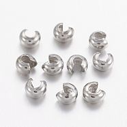 Brass Crimp Beads Covers, Nickel Free, Platinum Color, Size: About 5mm In Diameter, Hole: 1.5~1.8mm(KK-H291-NFN-NF)