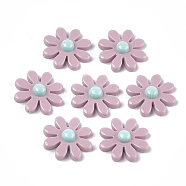 Resin Beads, for Pendant Making, Half Drilled, Flower, Rosy Brown, 30.5x30.5x8mm, Half Hole: 1.2mm(RESI-S374-01A-01)