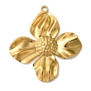 Ion Plating(IP) 304 Stainless Steel Pendants, Flower Charm, Real 18K Gold Plated, 32x29x3mm, Hole: 1.6mm(STAS-Z086-06P)