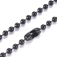 304 Stainless Steel Ball Chain Necklace, with Ball Chain Connectors, Gunmetal, 17.7 inch(45mm), 4mm(NJEW-G340-05B-02)