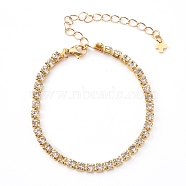 Brass Rhinestone Strass Chain Bracelets, Rhinestone Cup Chains Bracelets, Golden, 7 inch(17.8cm)(BJEW-JB06002)