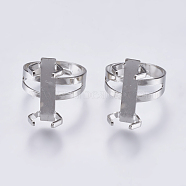 Iron Finger Ring Prong Settings, 4 Claw Prong Ring Settings, Platinum, Tray: 20x8mm, 18mm(X-IFIN-K035-01P)