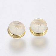 Silicone Ear Nuts, Earring Backs, with Brass Findings, Golden, 7x5mm, Hole: 0.7mm(X-SIL-F001-02G)