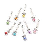 Acrylic Imitation Pearl Beaded Angel Pendant Decorations, Clip-on Charms, with Alloy Lobster Claw Clasps, Mixed Color, 58mm(X1-HJEW-JM00741)