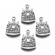 Tibetan Style Alloy Pendants, Cake, Cadmium Free & Lead Free, Antique Silver, 22x15x2mm, Hole: 1.8mm, about 411pcs/686g(TIBEP-N009-019AS-RS)