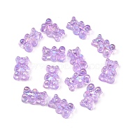 Transparent Resin Beads, AB Color Plated, Bear, Lilac, 16x10.5x7mm, Hole: 1.8mm, 20pcs/bag(RESI-CJC0006-009C)