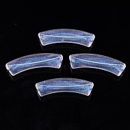 Transparent Acrylic Beads, Glitter Powder, Curved Tube, Clear, 32x10x8mm, Hole: 1.8mm(X-OACR-N008-083)