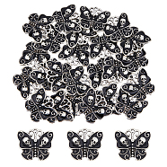 DICOSMETIC 24Pcs Alloy Enamel Pendants, Antique Silver, Butterfly with Skull Charm, Black, 20.5x23x4mm, Hole: 1.2mm(FIND-DC0004-46)