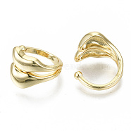 Brass Cuff Earrings, Cadmium Free & Nickel Free & Lead Free, Leaf, Real 16K Gold Plated, 2~11mm, Inner Diameter: 11.5mm(EJEW-S201-244G-NR)