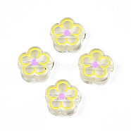 Transparent Acrylic Beads, with Enamel, Flower, Champagne Yellow, 19x19x7mm, Hole: 3mm(ACRC-S039-03C)
