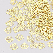 Brass Cabochons, Nail Art Decoration Accessories, Diamond, Golden, 3.5x4.5x0.1mm, about 10000pcs/bag(MRMJ-S033-022)